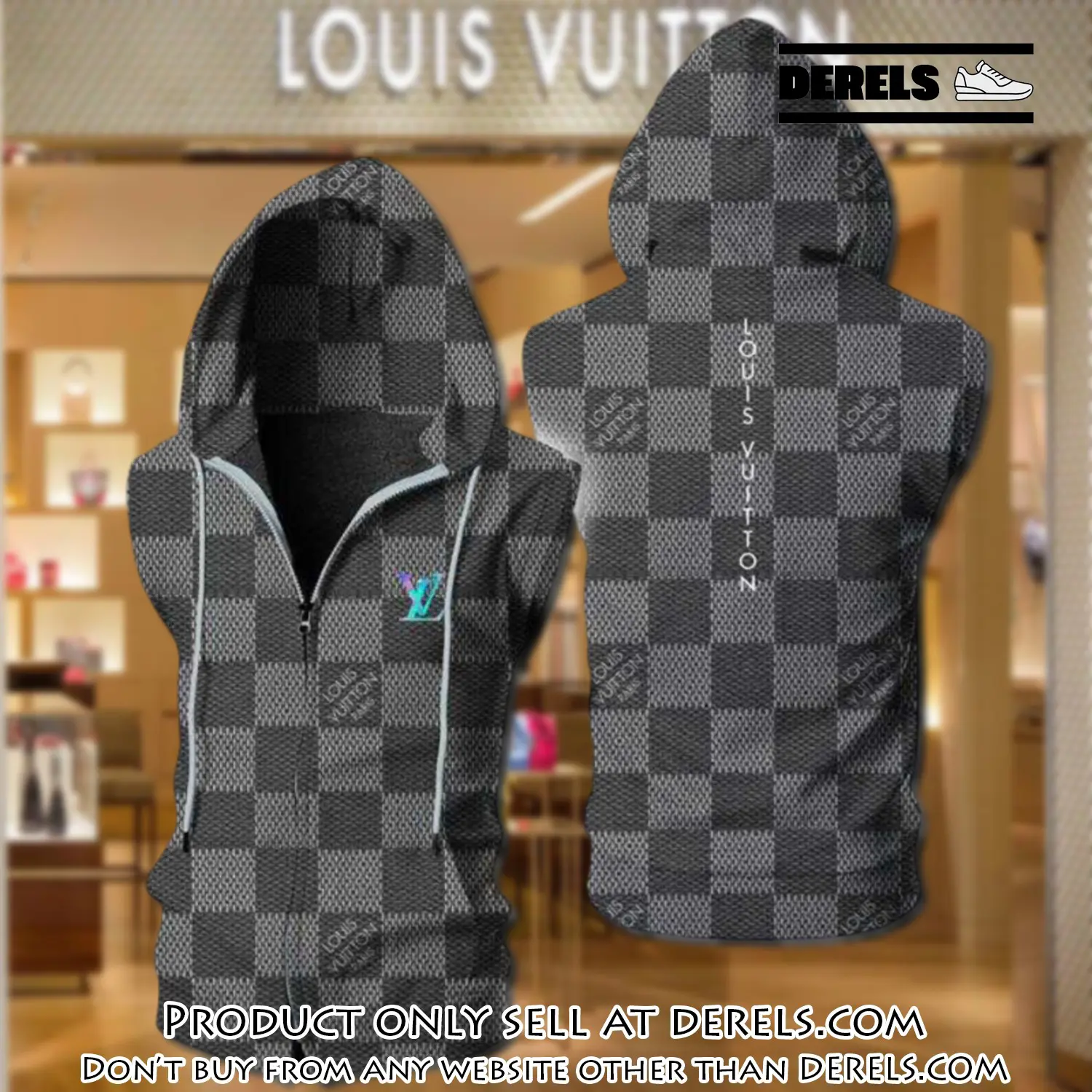 Louis vuitton grey unisex sleeveless zip up hoodie luxury for men women szh013 dr2547047